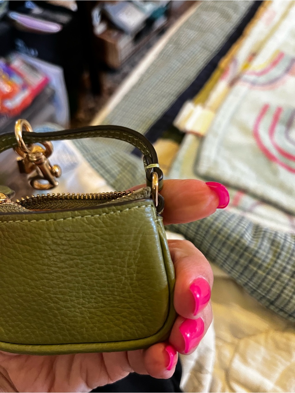 Coach Olive Pebbled Leather Green Bag Charm Vintage - Picture 12 of 15